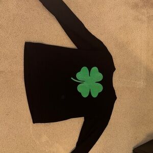Black Women's Sweater with Green Clover Graphic